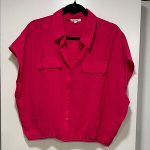 Pleione Vibrant Pink Button Down Shirt